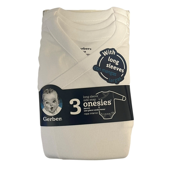 Gerber One Piece Underwear Top 3 Pack Size 3-6 Months White Baby Boy Or Girl NWT - Picture 1 of 7